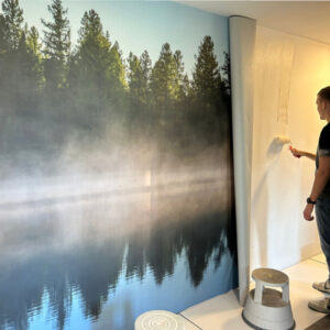 Complete wand behangen met naadloos fotobehang uit één stuk