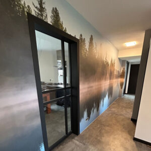 Complete wand behangen met naadloos fotobehang uit één stuk