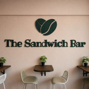 Logo van The Sandwich Bar op Bonaire gemaakt van PET-vilt