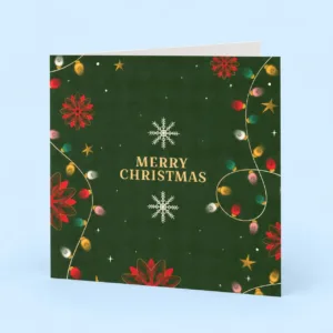 Gevouwen kerstkaart met persoonlijke kerstwens op stevig papier