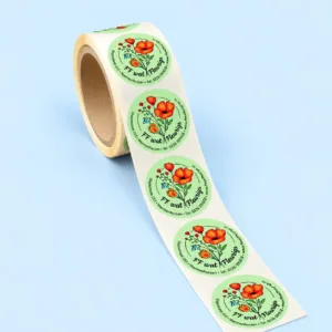 Bedrukte productstickers op rol voor verpakkingen