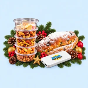 Kerstpakket met gepersonaliseerde powerbank en geschenkdoos