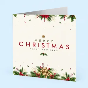 Vierkante kerstkaart met vouw, ideaal voor zakelijke en persoonlijke kerstwensen