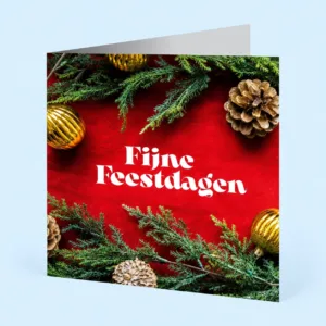 Vierkante kerstkaarten met eigen ontwerp, professioneel gedrukt en gevouwen. Gevouwen kerstkaart in vierkant formaat voor bedrijven en particulieren