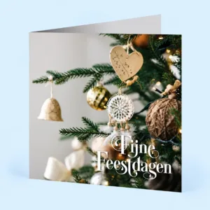 Dubbele vierkante kerstkaarten met feestelijk ontwerp voor de feestdagen