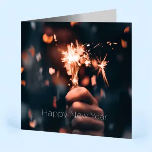Happy new year kaart gevouwen met persoonlijke nieuwjaarswens