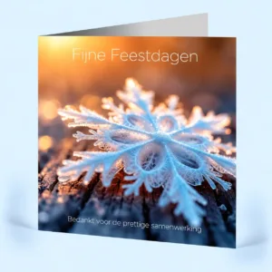 Kerstkaart met sneeuwvlok en fijne feestdagen wens